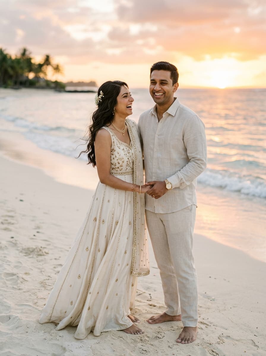 A couple photographed on their wedding day